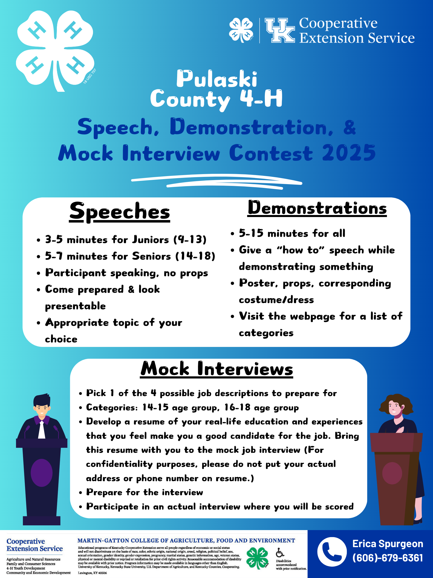 Contests for 2025: Speeches, Demonstration, and Mock Interviews.