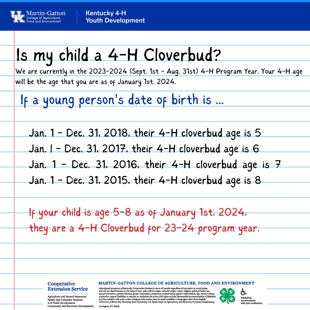 Cloverbud 4-H Age