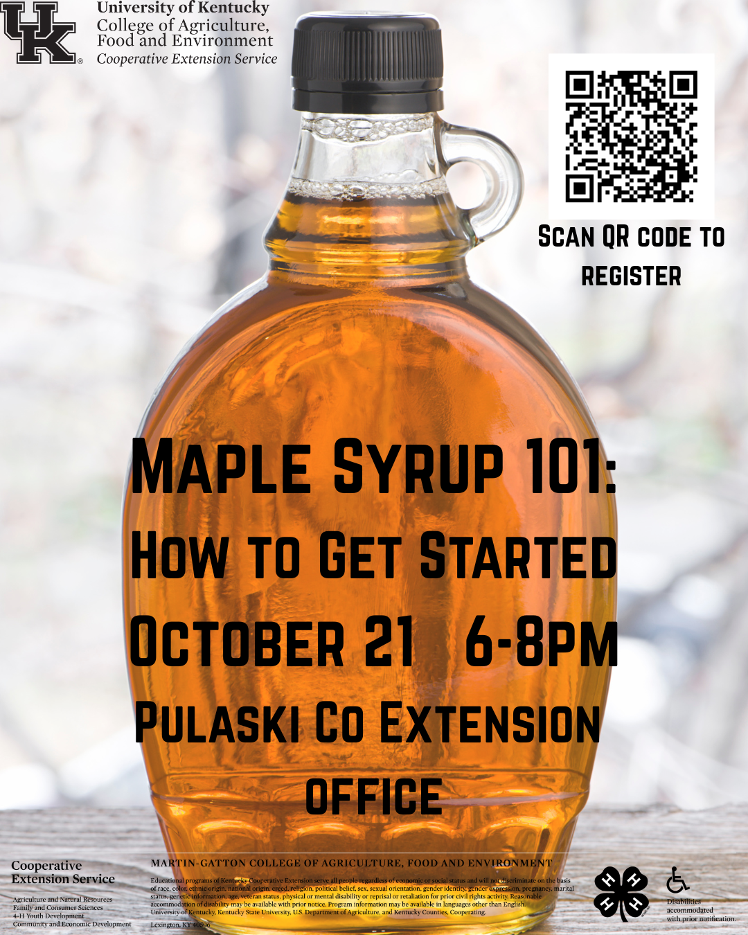 Maple Syrup program Oct 21