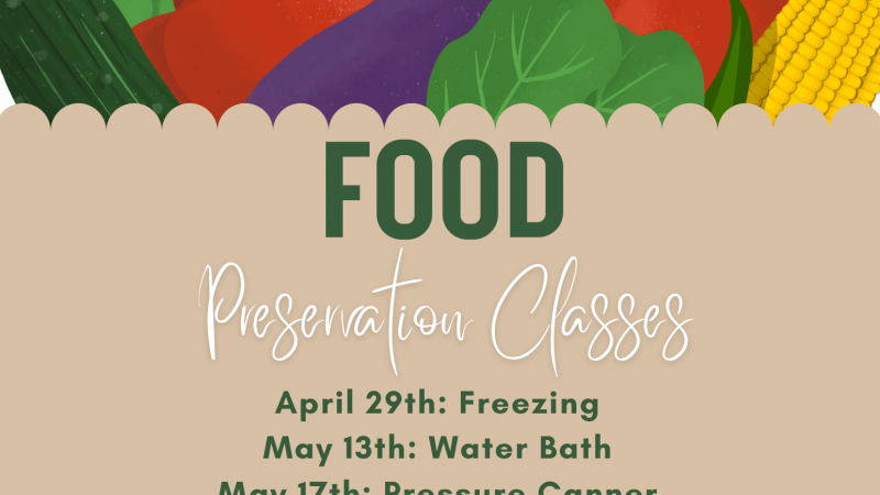 flyer for food preservation classes call 606-679-6361 for more information