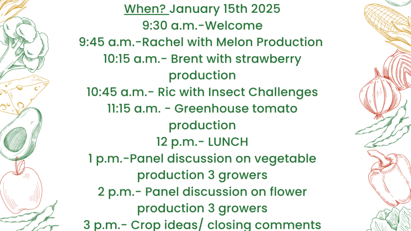 flyer for produce growers meeting on Jan. 15th call 606-679-6361 for more information 