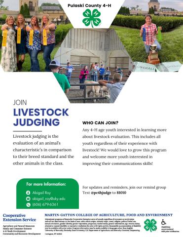 Livestock Judging Flyer with images from the state judging contest